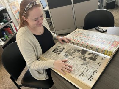 Kerrin Cox, communications coordinator for the town of Apex, struck gold in the bound volumes of The Apex Herald when she needed local history to tell the town’s story for its 150th anniversary.